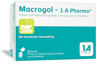 Macrogol - 1 A Pharma® | Brausepulver | Hilfe bei Verstopfung | 20 Stk | Regt die natürliche Darmbewegung an, mit Elektrolyten, wirkt sanft, ohne Gewöhnungseffekt, Erwachsene & Jugendliche ab 12 J.
