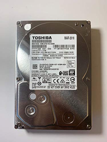 Toshiba Unidad de disco duro SATA de 2 TB, 7.2 K, RPM, 8.9 cm, 6 Gb/s, modelo: DT01ACA200 DP/N: 6HFW3