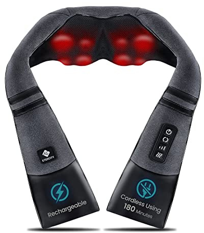 Etekcity FSA Eligible Cordless Neck Massager with Heat for Pain Relief Deep Tissue, FSA Wearables, Rechargeable Shiatsu Back Shoulder Massage Tool, Best Gift for Mother, Father, HSA Items
