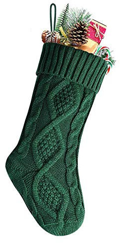 Meiwash Calze Natalizie Calzini di Natale Calze Babbo Natale Calze Appese Abero di Natale Grande Sacchetto di Caramelle Sacchetto Regalo Ciondolo Camino Decorazioni Natalizie (Green, 46cm)