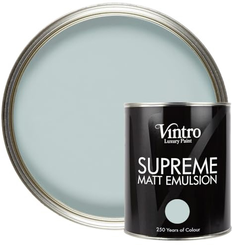 Vintro | Luxury Matt Emulsion | Blue/Green | Smooth Chalky Finish | Multi Surface Paint | for Walls, Ceilings, Wood and Metal | 1L (Blue/Green - Harewood)