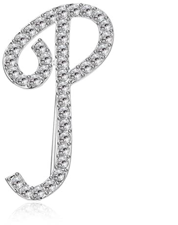 AZ 26 Buchstabe Wort niedlich Brosche für Frauen Männer Strass Kristall Silber Farbe Metall Pins Schmuck Accessoires Geburtstagsgeschenk