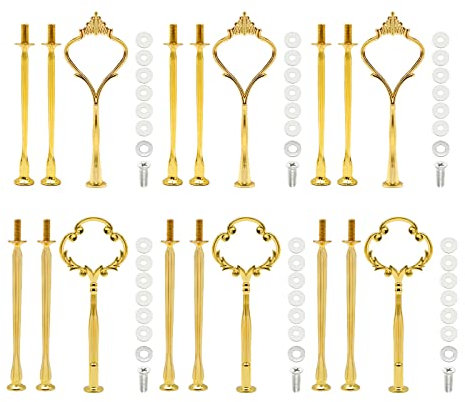 Zreneyfex Lot de 4 supports à gâteaux à étages pour présentoir à gâteaux, 4 ensembles de 2 styles, poignée d'assiette à gâteau aux fruits, plateau de service à dessert, poignée de support