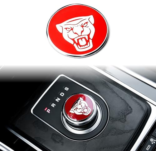 ARKPSKNIGHT Gear Shift Knob Cover,Sports Preformance Modification,Brand Logo Badge Decal Compatible with Jagvar Accessories(Red)