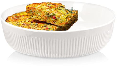 Porzellan-Auflaufform Backform Bratpfanne Lasagneform rund weiß 29 cm 4 L
