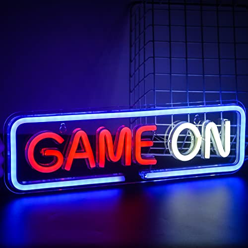SIGNSHIP Game on Neon Schild Led Neon Licht für Wanddekoration USB Powered Cool Spiel LED Schilder Acryl Kunst Wand Dekor für Game Room Bar Party Decor Jungen Geschenk