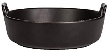 Lasagnera Piatti in ceramica rotonda in ceramica con manico for forno in ceramica Pan Lasagna Casseruola Pan Individuale Pan Bakeware, 7,2 pollici / 9,4 pollici Teglie da Forno ( Color : Nero , Size :