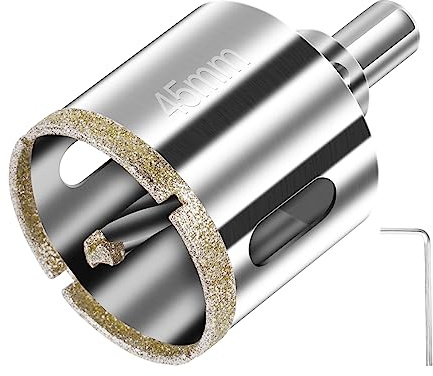 Flintronic Diamantbohrer, Diamant Lochsäge, 45mm Lochsäge mit Zentrierbohrer, Glasbohrer mit Diamant-Beschichtung Kohlenstoffstahl, Bohrkron Fliesenbohrer für Glas/Fliese/keramisches/Marmor/Kalkstein