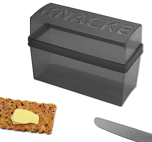WESTCRAFT 1 st | 2 st | Set med 4 knäckebröd, för t.ex. surdeg, råg krispknäckar | finsk, svensk knäckning bröd i skivor | förvaring | liten minibrödlåda 20 x 14 x 9 cm svart