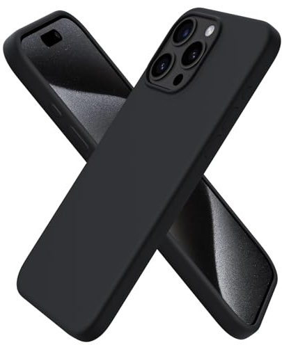 ORNARTO für iPhone 15 Pro Max Hülle aus Silikon 6,7 Zoll - Schwarz | Premium Flüssigsilikon, dünne Handyhülle, weich und griffig, tolle Haptik, stoß- und kratzfest, große Farbauswahl