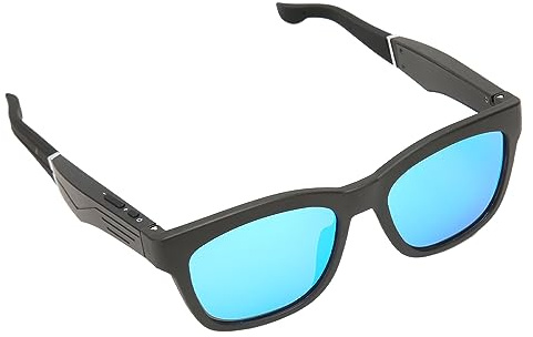Occhiali Intelligenti, Occhiali da Sole Bluetooth per Uomo Donna, Occhiali Musicali a Conduzione Ossea per Orecchie Aperte, Riduzione del Rumore 5.0 Occhiali da Sole (Blu)