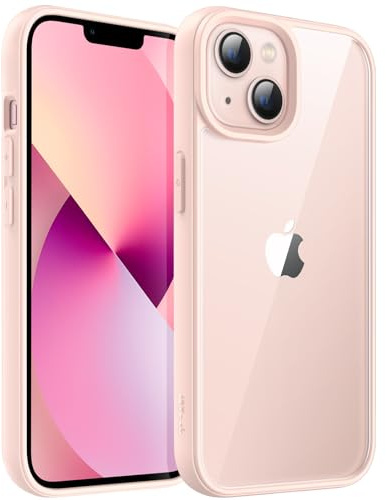 JETech Coque pour iPhone 13, Rose | Cadre en TPU Mat Couleur Unie, Résistant aux Rayures, Étui Housse Dos Transparent