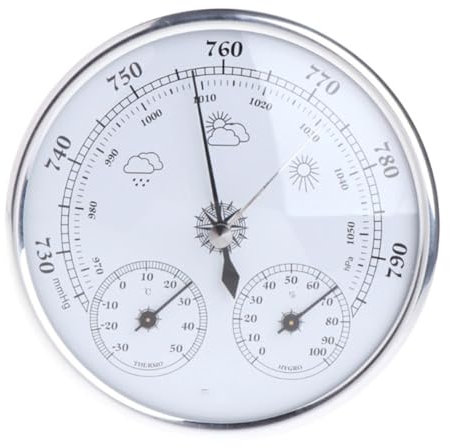 VINGAA Barometer, barometrisches Manometer für Zuhause, Barometer, Thermometer, Hygrometer, mechanische analoge Wetterstation, für Wohnzimmer, Schlafzimmer, Arbeitszimmer