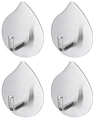 sourcing map 4Stk Klebehaken Wasserdicht Edelstahl Hut Haken Handtuch Haken Kleiderhaken Dekorativ für Küche Tür Schrank Bad Vorzimmer(60x50mm 25x15mm Silber)