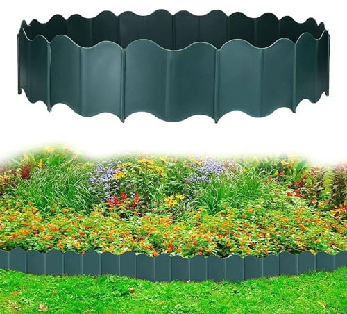 20 bordi Bordo da Giardino Recinzioni in Plastica, bordi per aiuole, per giardino paesaggistico, ad incastro flessibili per aiuole e aiuole, Barriera Decorativa per Proteggere Radici, colore verde