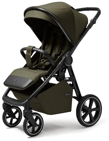Xplode Chrome Kinderwagen bis 22 kg, isolierter Fußsack, Flaschenhalter, Regenschutz und Moskitonetz, Magnetschnalle, Chromoberflächen (Dusty Khaki)