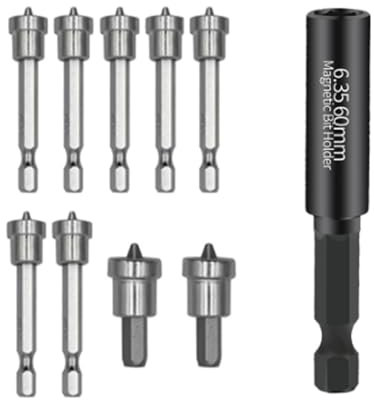 VZU 10PCS Drywall Screw Depth Setter, Plasterboard Hex Shank Positioning Bit Batch Head, Magnetic Connecting Rod for Plasterboard Locating