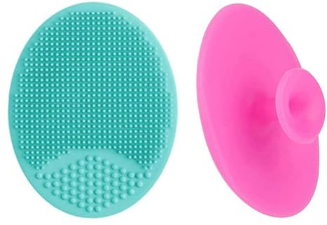 FUZVOL 2 PCS Silicone Facial Scrubber,Face Cleansing Brush,Facial Exfoliator Scrubber for Removing Ingrown Hair,Bumps,Blackhead and Pore.Dry Skin Relief and Anti Aging Deep Wash Tool (Color Random)