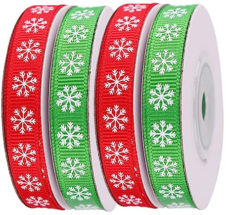 KONTONTY 4rollen Weihnachten Dekoration Band Bogen Schneeflocke Gedruckt Band Diy Liefert Geschenkband Festband Paketband Verpackungsband Packband