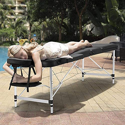 CAFIEDR Massageliege, 3-teilig, zusammenklappbares Aluminiumrohr, SPA-Bodybuilding-Massageliege, Kosmetikliege mit Tragetasche
