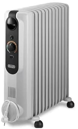 De'Longhi RadiaS Easytronic TRRS1225, Heizlüfter, Energieeffizienter Elektrischer Heizkörper mit 12 Lamellen für Räume bis zu 75m³, 3 Heizzonen, Sicherheitsthermostat, Frostschutz, Grau