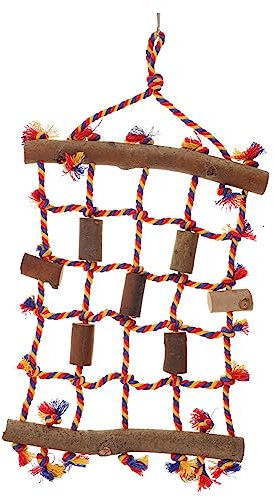 BUGUUYO Hängendes Papageien-Spielzeug Naturholz Kletternetz Für Vögel Aktivität Und Koordination Für Wellensittiche Und Andere Heimvögel
