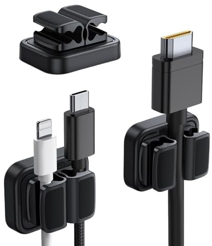 3 Pcs 3 in 1 Spring Cable Organiser Cable Holder Clips No Residue Adhesive Cable Management, Desk Tidy for USB Charger Cable, Power Cords, Wall, PC, Car, Office, Home