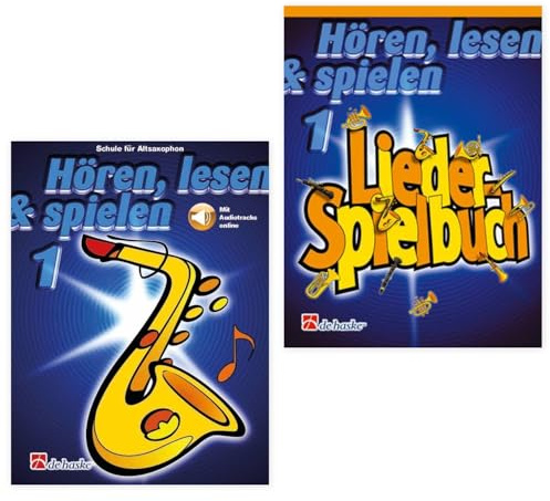 Hören, lesen & spielen 1 Altsaxophon + Liederspielbuch Band 1 | Schule für Altsaxophon | De Haske | ISBN 9789043163002 + 9789043105958 | Soundman Poliertuch