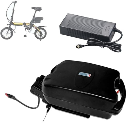 JHKJ 24V litiumbatteri 36V litiumjonbatteri 48V Frog Shape-batteri med laddare och BMS 24V/36V/48V sadelstolpsbatteri för 250W-850W motorsatser,Anderson 48v6ah