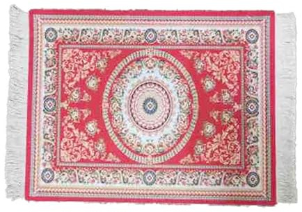 Waltonalice Teppich Mauspad Rot 18x23cm Boho Mouse Pad Mini Teppich-Mauspads mit Quaste Perser Mausmatte Retro Blumen Orientteppich-Mauspad Computer Zubehör für Desktop Pc Laptop Computer Rot