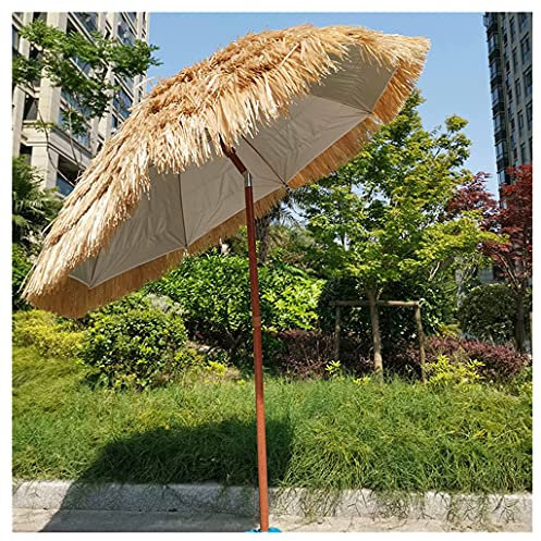 WOTZOV Ombrellone di Paglia inclinabile, Diametro 180 cm, Parasole Impermeabile, ombrellone da Spiaggia Hawaiano, per Spiaggia, Giardino, ombrellone di Paglia per Esterni