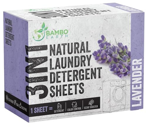 60 Loads Natural Laundry Detergent Sheets - All Natural Biodegradable And Dissolvable Washing Machine Dry Soap Laundry Detergent Strips, Mess Free, Eco Friendly, 30 Sheet Pack (Calm Lavender)