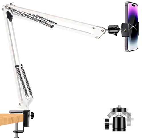 YIYANT Brazo Articulado de Soporte para teléfono Movil Celular,Rotación de 360°, Flexible, para fotografía Plana (White)