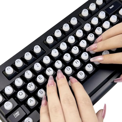 Muorruo 64 Piezas de Pegatinas elevadas para Teclado para uñas largas con Letras, Teclas Suaves de Silicona, Cubiertas de Teclado Autoadhesivas (Blanco)