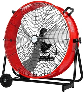 Ventilatore da terra Ventilatore elettrico industriale Ventilatore a tamburo ad alta velocità 24 8100 CFM Ventilatori industriali in metalli pesanti a 3 velocità (rosso)