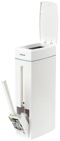 objbhuely Bathroom Trash Can with Lid, Space Saving Bathroom Trash Bin With Toilet Brush, Slim Trashs Can, 4.5L Compact Bathrooms Trashs Bin, Bathrooms Accessories, Rectangular Kitchen TrashCan