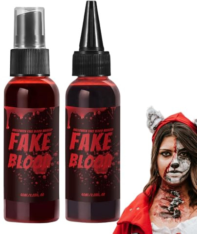 Sangre Vampírica Maquillaje Lavable Realista De Vampiro Aterrador Y | Kit Sangre FX Halloween 2 Piezas Para Teatro Casa Embrujada Sesión Fotos Cosplay Cine Drama