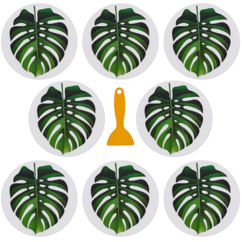 AHANDMAKER 10Pcs Non Slip Bathtub Stickers Large Leaves Shower Floor Non Slip Stickers Adhesive Anti-Slip Decal Treads Bathtub Applique Bathroom Floor Decal for Shower and Bath Tub Stairs