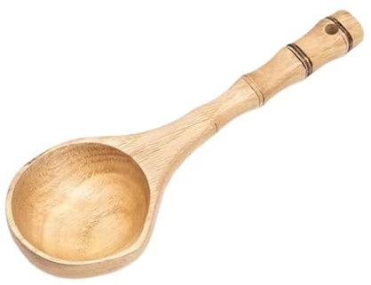 F Fityle Cucchiaio in Legno, mestolo per Sauna, Multiuso, Manico Lungo, Utensili da Cucina, Facile Manutenzione, Cucchiaio per zuppa, mestolo per Acqua per, Colore del Legno