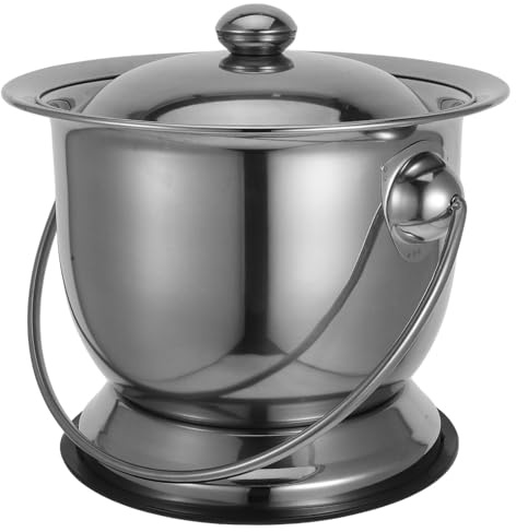 iplusmile Pot de Chambre Inox Portable avec Couvercle Urinoir de Nuit Robuste pour Adultes Personnes Âgées et Femmes Enceintes Seau Hygiénique Bedside et Antidérapant
