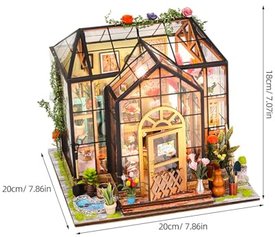 SHINEOFI Serra di Fiori in Casa Kit di Costruzione Fai da Te per Casa delle Bambole Puzzle Architettonico in Miniatura Kit Artigianale delle Bambole Set di Modellismo per Giardino