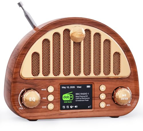 ROCAM Retro Digital DAB Radio with Bluetooth | 8W Powerful Sound, 20 Hour Playback and Mains Powered, 8W Powerful Sound, 20 Hour Playback and Mains Powered, AUX-IN, TF Card
