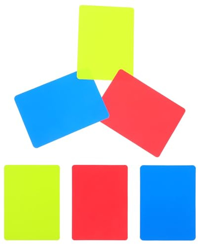 KALLORY Juego de 6 Tarjetas de Árbitro para Fútbol en PVC Resistente, Colores Rojo, Amarillo y Azul, Accesorio Ligero para Penalizaciones en Competiciones Deportivas