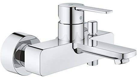 GROHE Lineare, Badewannenarmatur (Duscharmatur für die Badewanne, Mischbatterie mit automatischer Umstellung Wanne/Brause, mit integriertem Rücklaufventil, S-Anschlüsse), chrom, 33849001