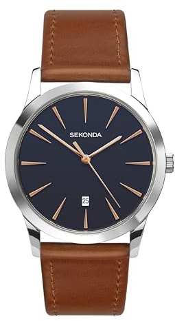 Sekonda Mens Quartz Watch, Analogue Classic Display and Tan PU Strap 1559.27