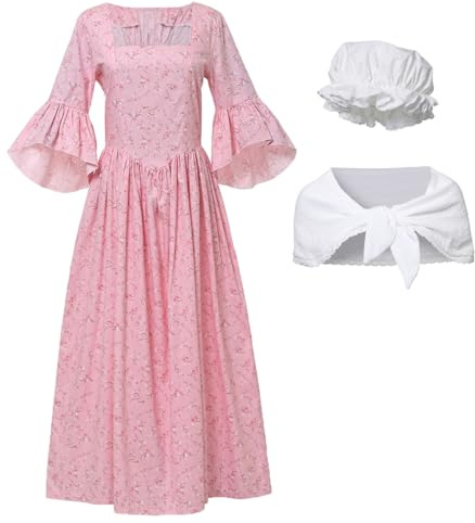 GRACEART Vestido de Traje de Mujer pionero Colonial Doncella Victoriana Disfraz (XL, Rosado)