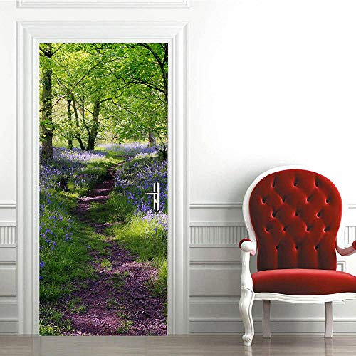 3D Door Mural Outdoor Scenery Door Stickers Interior Wall Murals Art Wallpaper Self-Adhesive Removable Door Decals Vinyl ，Bedroom Living Room House Decoration 77 x 200 cm