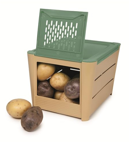 Snips 000500 Marrone e Verde | 3 kg | 25,5 x 20 x 17,5 cm | Made in Italy 0% BPA Contenitore per carote e verdure, plastica, 3 kilograms