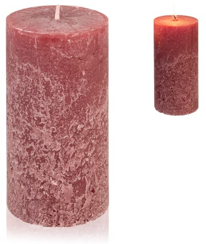 Candelo - Vela rústica para Navidad, color burdeos, rojo oscuro, 12 cm, duración de la combustión, 54 horas aprox