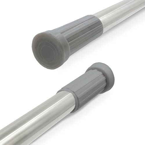 Dalina Textil - Barra Extensible Ajustable de Aluminio para baño, ropero, Armario y Cocina. Fácil Montaje, sin taladros ni Tornillos. Barra de tensión telescópica. 70-120cm Plateado con gris